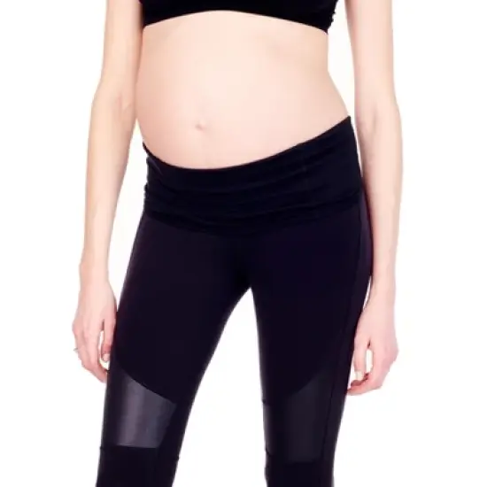 Ingrid & Isabel Moto Maternity Workout Legging with Crossover Panel image {4}