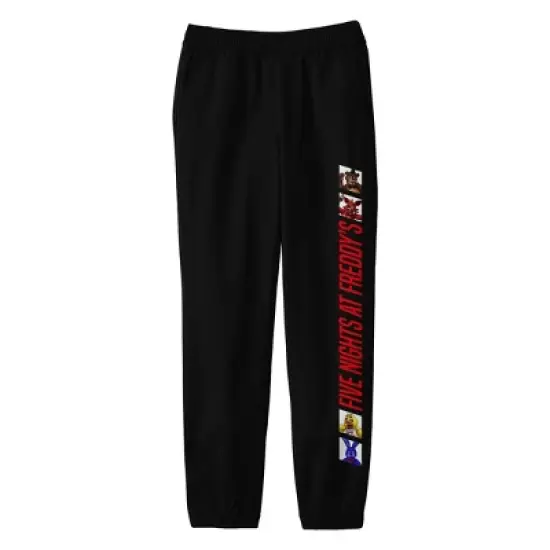 Five Nights at Freddy's Vertical Title with Boxed Characters Youth Black Graphic Jogger Pants image {3}