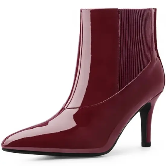 Allegra K Women's Back Zip Stiletto High Heels Ankle Boots image {9}