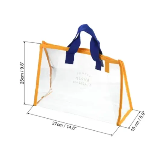 Unique Bargains PVC Tote Makeup Bag Beach Bag with Handle Strap for Travel Swimming image {1}