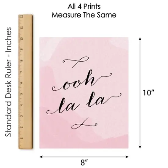 Big Dot of Happiness Paris, Ooh La La - Unframed Eiffel Tower Nursery and Kids Room Linen Paper Wall Art - Set of 4 - Artisms - 8 x 10 inches image {4}