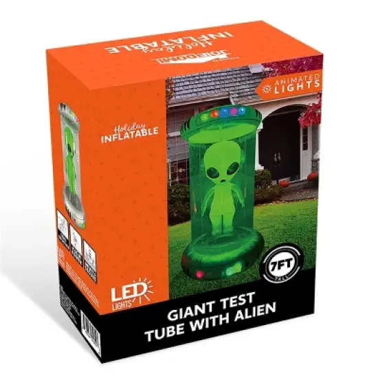 Joyfy 7 FT Halloween Inflatable Outdoor Decoration, Alien with Giant Test Tube Inflatable with Animated LEDs for Halloween Outdoor Lawn Yard Decor image {8}