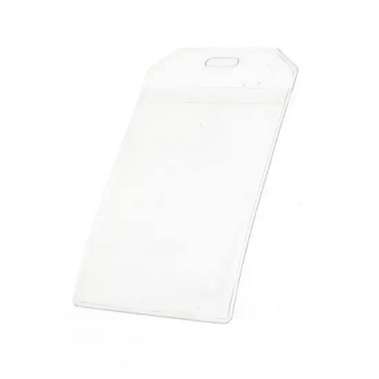 Unique Bargains Transparent Plastic Vertical Name Tag Business ID Work Badge Card Holder image {3}