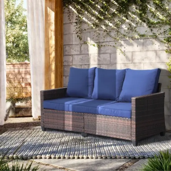 Decksplore Patio Furniture Set 3 Piece Wicker Outdoor Furniture All-Weather PE Rattan with Cushions image {4}