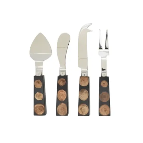 Saro Lifestyle Wood and Resin Fusion Cheese Cutlery Set, Black image {4}