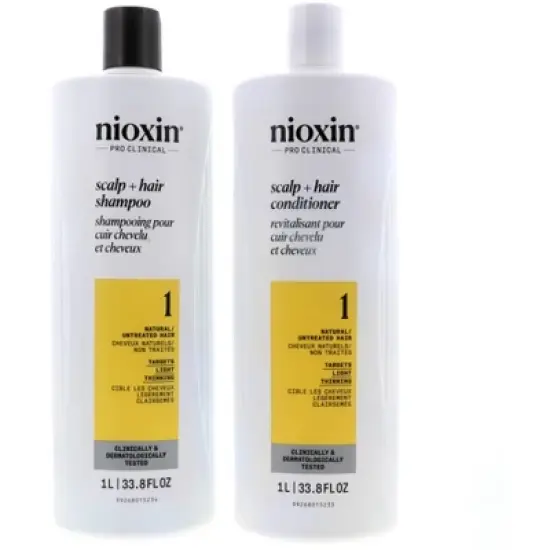 Nioxin System 1 Cleanser & Scalp Therapy Conditioner 33.8 oz Set image {12}