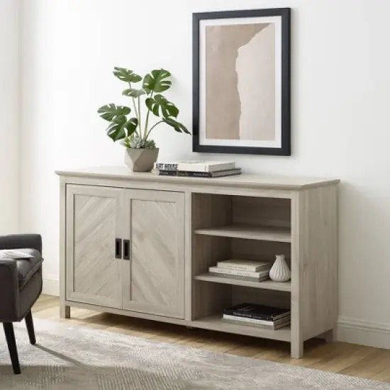 58" Diagonal Grooved Door Sideboard with Open Storage - Saracina Home image {2}