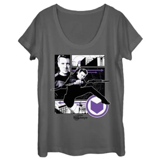 Women's Marvel Hawkeye Graphic Panel Icon Scoop Neck image {3}