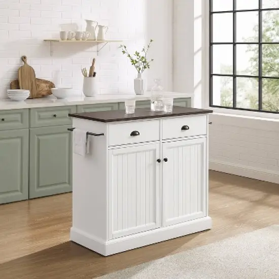 Shoreline Kitchen Island White/Dark Brown - Crosley image {1}