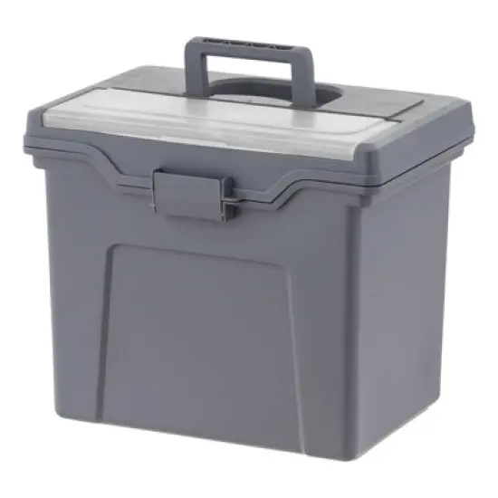 IRIS 4pk Portable Letter Plastic File Box with Organizer Lid Gray image {10}