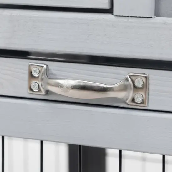 Sandinrayli Rabbit Hutch Indoor Outdoor Bunny Cage 39" L Large 2-Story Wooden Small Animal House Enclosure with Wheels image {12}