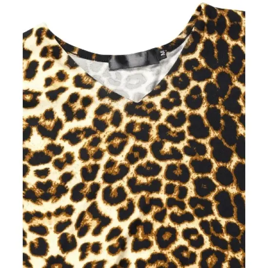 Lars Amadeus Men's Leopard Printed Slim Fit Pullover T Shirt image {3}