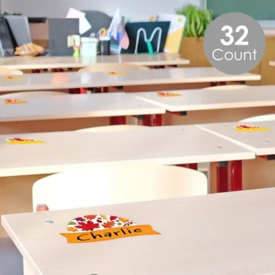 Big Dot of Happiness Fall Leaves - DIY Blank Paper Desk or Locker Labels - Classroom Name Tags - Set of 32 image {1}