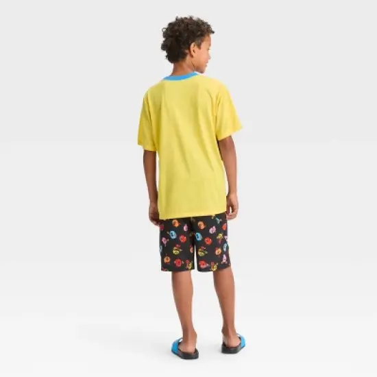 Boys' Pac-Man 2pc Short Sleeve Pajama Set with Slide Sandals - Black image {1}