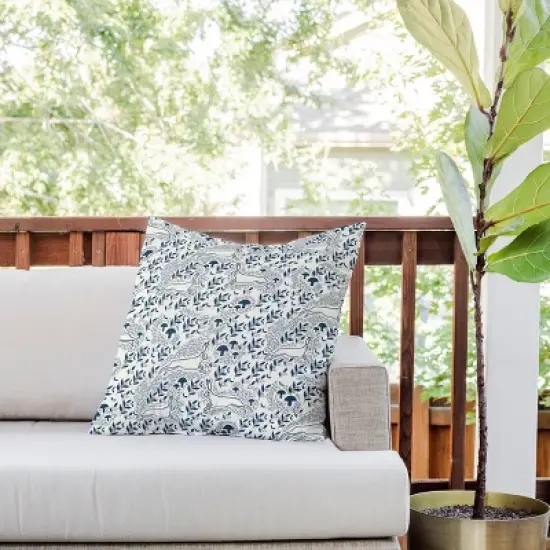 20"x20" Deny Designs Gyaneshwari Dave Moon Bunny Square Outdoor Throw Pillow Off-White image {2}