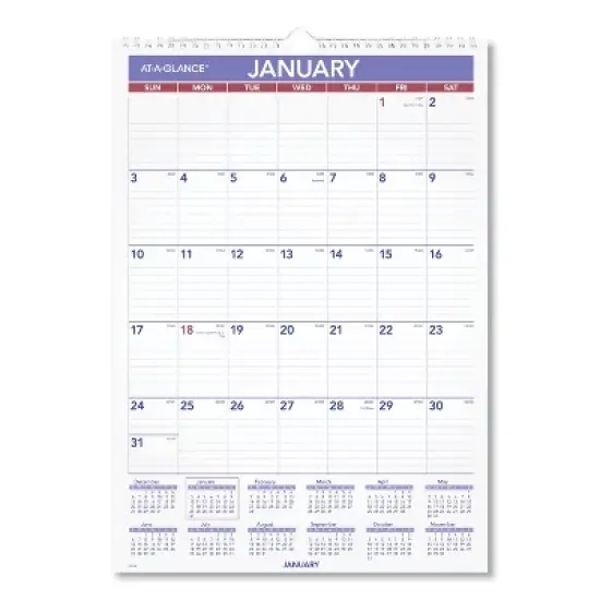 Monthly Wall Calendar with Ruled Daily Blocks, 12 x 17, White Sheets, 12-Month (Jan to Dec): 2026 image {4}