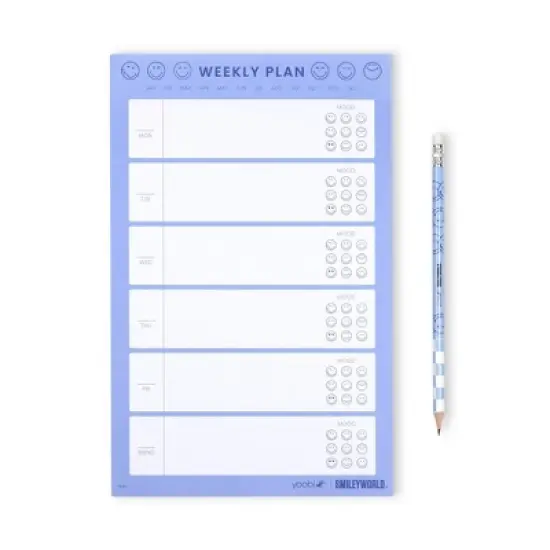 Yoobi SmileyWorld Undated Paper Set 7"x11" with Pencil Blue Smiley, School Supplies image {6}