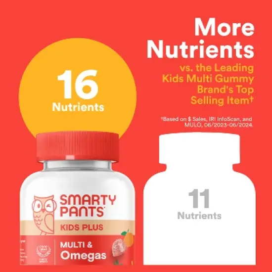 SmartyPants Kids Plus Multivitamin & Omegas Gummies with Vitamins C, D3, B12 & Zinc - 80ct image {6}