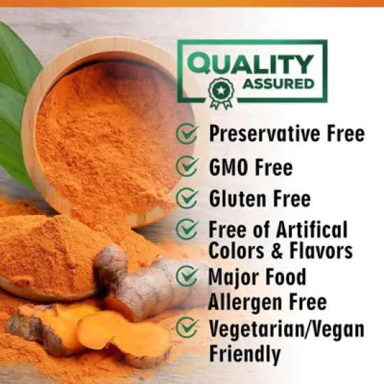 Turmeric Curcumin Supplement 1950mg Organic Turmeric with Ginger, 95% Curcuminoids, BioPerine Black Pepper, 180 Capsules By Nature's Nutrition image {7}