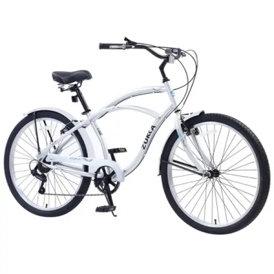 NAYSAYE 26 Inch Beach Cruiser Bike 7 Speed Steel Frame for Relaxed Outdoor Riding, Silver, 69.96"*28.32"*43.2" image {5}