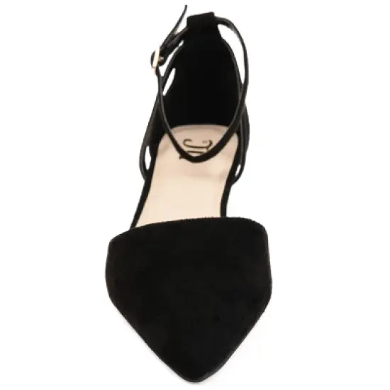 Journee Collection Womens Arkie Buckle Pointed Toe Sliver Wedge image {5}