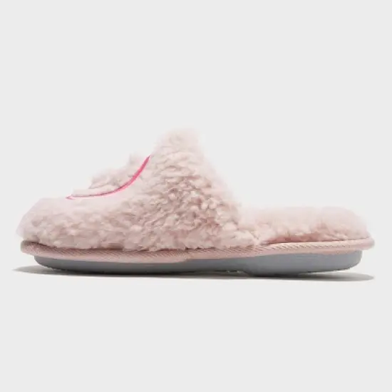 dluxe by dearfoams Girls' Happy Face Scuff Slippers - Light Pink image {1}