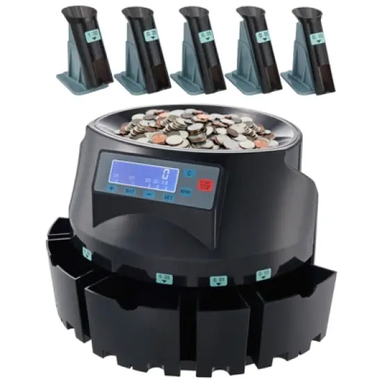VEVOR USD Coin Counter & Coin Sorters with LCD Display, Coin Sorter Machine for USD Coin 1￠ 5￠ 10￠ 25￠ $1, Sorts up to 300 Coins/min, Change Counter image {8}