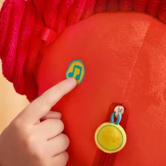 B. toys Hop 'n' Ride Tommy Triceratops - Plush Dinosaur Hobbyhorse with Sounds: Polyester & Wood, Toddler Gross Motor Skill Toy image {4}