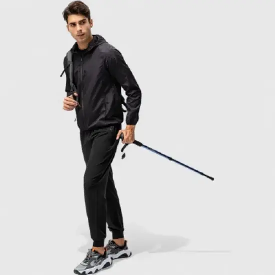 Anna-Kaci Active Men's Full Zip Hooded Windbreaker Jacket with Side Pockets and Elastic Cuffs image {3}