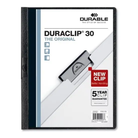 Durable DuraClip Report Cover Clip Fastener Clear/Black 30-Sheet - 8.5" x 11" - Case of 25 image {7}
