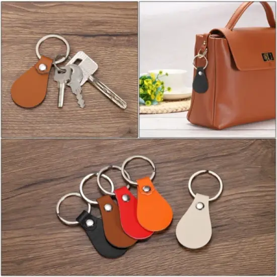 Unique Bargains PU Leather DIY Keychain Key Fob Kit with Key Rings 30 Pcs image {4}