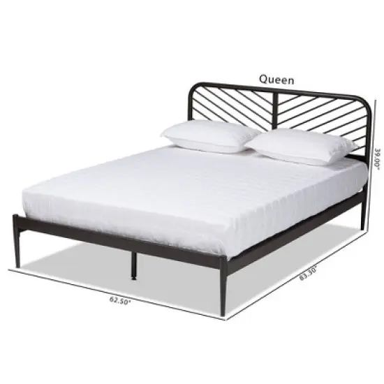 Queen Dora Industrial Metal Platform Bed Black - Baxton Studio image {7}