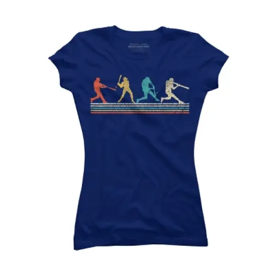 Junior's Design By Humans Vintage Distressed Baseball Swing By LuckyCharm99 T-Shirt image {6}