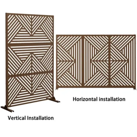 Dovelina Metal Outdoor Privacy Screen Freestanding Garden Privacy Screen - 72"x47", Brown, Zodiac image {4}
