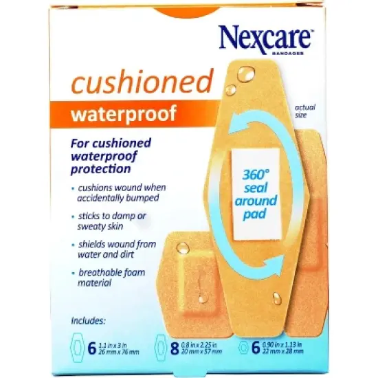 Nexcare Waterproof Cushion Foam Bandages Assorted, 20 Count image {1}