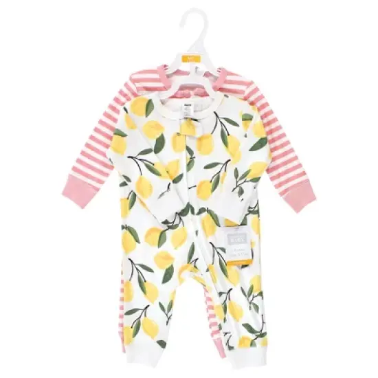 Hudson Baby Infant Girl Cotton Sleep and Play, Lemon image {1}