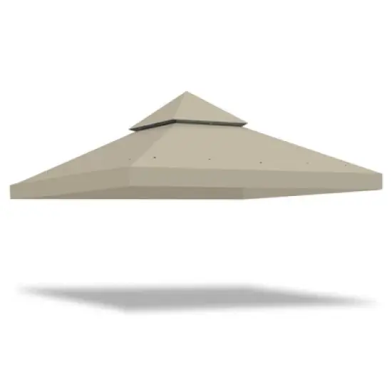 Yescom 10x10Ft Gazebo Top Replacement 2 Tier PU Water Resistance Outdoor Canopy Cover Patio Garden Outdoor Party Gray image {9}