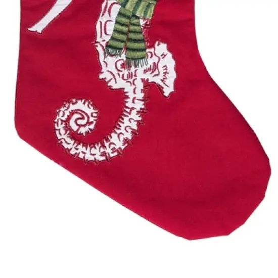 C&F Home 8.5" x 20" Holiday Seahorse with Pine Needle Green Scarf Christmas Stocking image {2}