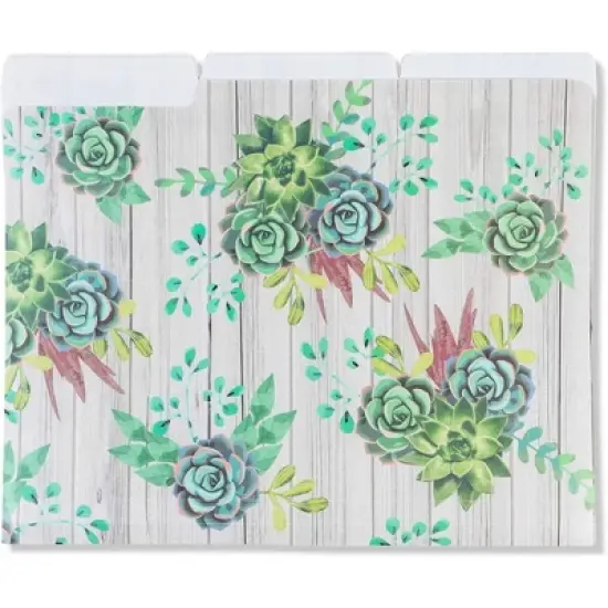 Paper Junkie 6-Pack Cactus Succulent Plastic File Cabinet Folders with 1/3 Cut Tab A4 Letter Size Document image {7}