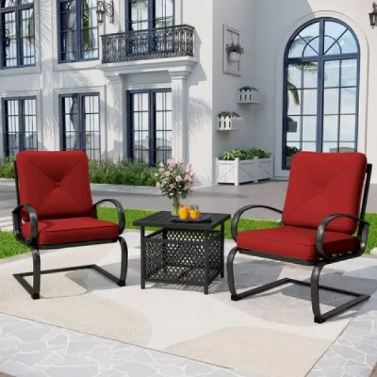 Captiva Designs 3pc Patio Bistro Set with Square Umbrella Table image {11}