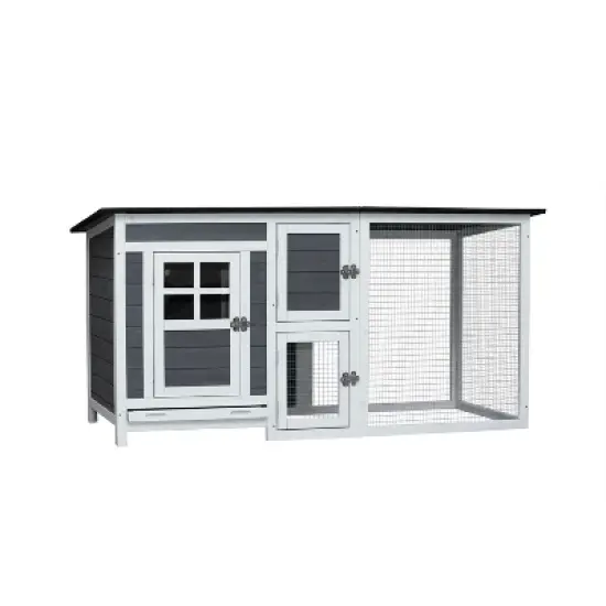 GDFStudio Dewey 63" Wood and Metal Outdoor Small Animal House image {3}