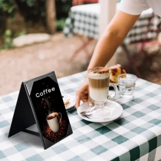 WeChef 10 Pack 5"x7" Double-Sided Menu A-Frame Holder Table Tent Restaurant Cafe Black image {1}