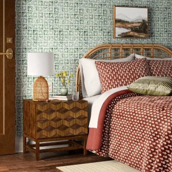 Full/Queen Corrie Rattan Headboard Light Brown - Threshold&trade;: Boho Style, Wicker Detail, No Assembly Required image {1}