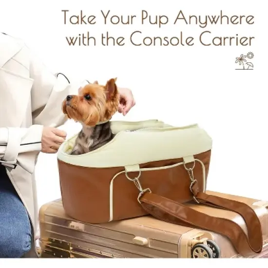 MaseiKar Dog Car Seat for Small Dogs, Washable Pelsbarn Dogs Bed with Non-Slip Base, Waterproof Dog Booster Seat for Car with Storage Pockets,Brown image {4}