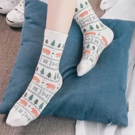 Forest Bear Pattern Socks (Women's Sizes, Adult Medium) from the Sock Panda image {1}