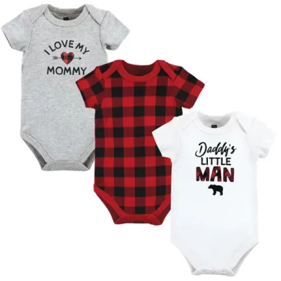 Hudson Baby Infant Boy Cotton Bodysuits, Buffalo Plaid Family image {9}