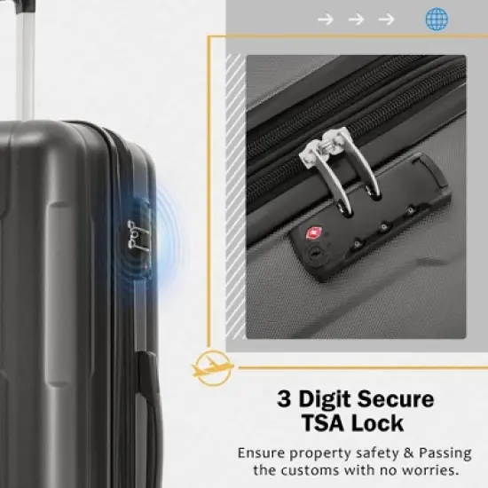 Lycvki 2 Piece 20in+24in Luggage Set with Bags and Expanable Spinner Wheels with TSA Lock image {8}