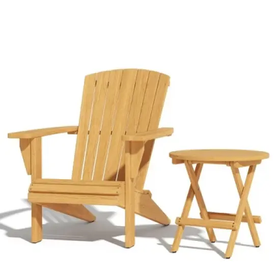 Yardgrace Teak Adirondack Chair with Table 2PCS image {11}