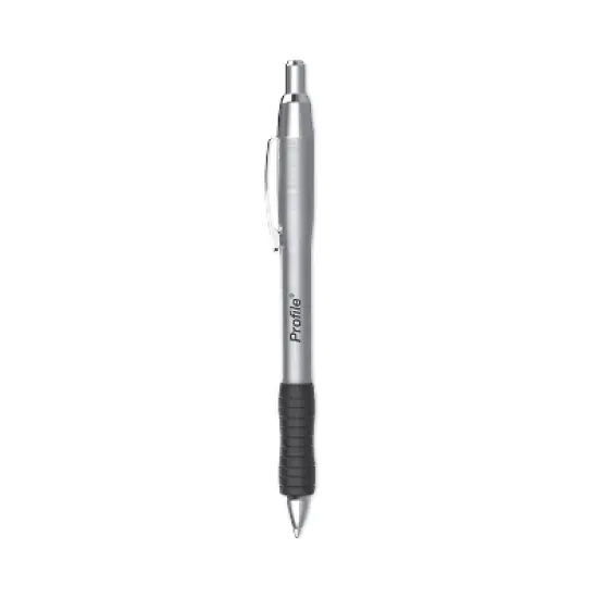 Paper Mart Paper Mate Profile Metal Ballpoint Pen Retractable Medium 1 mm Black Ink Silver Barrel image {1}