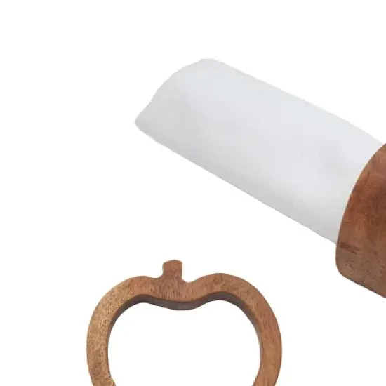 C&F Home Pumpkin Premium Acacia Wood Decorative Napkin Rings Set of 4 image {1}